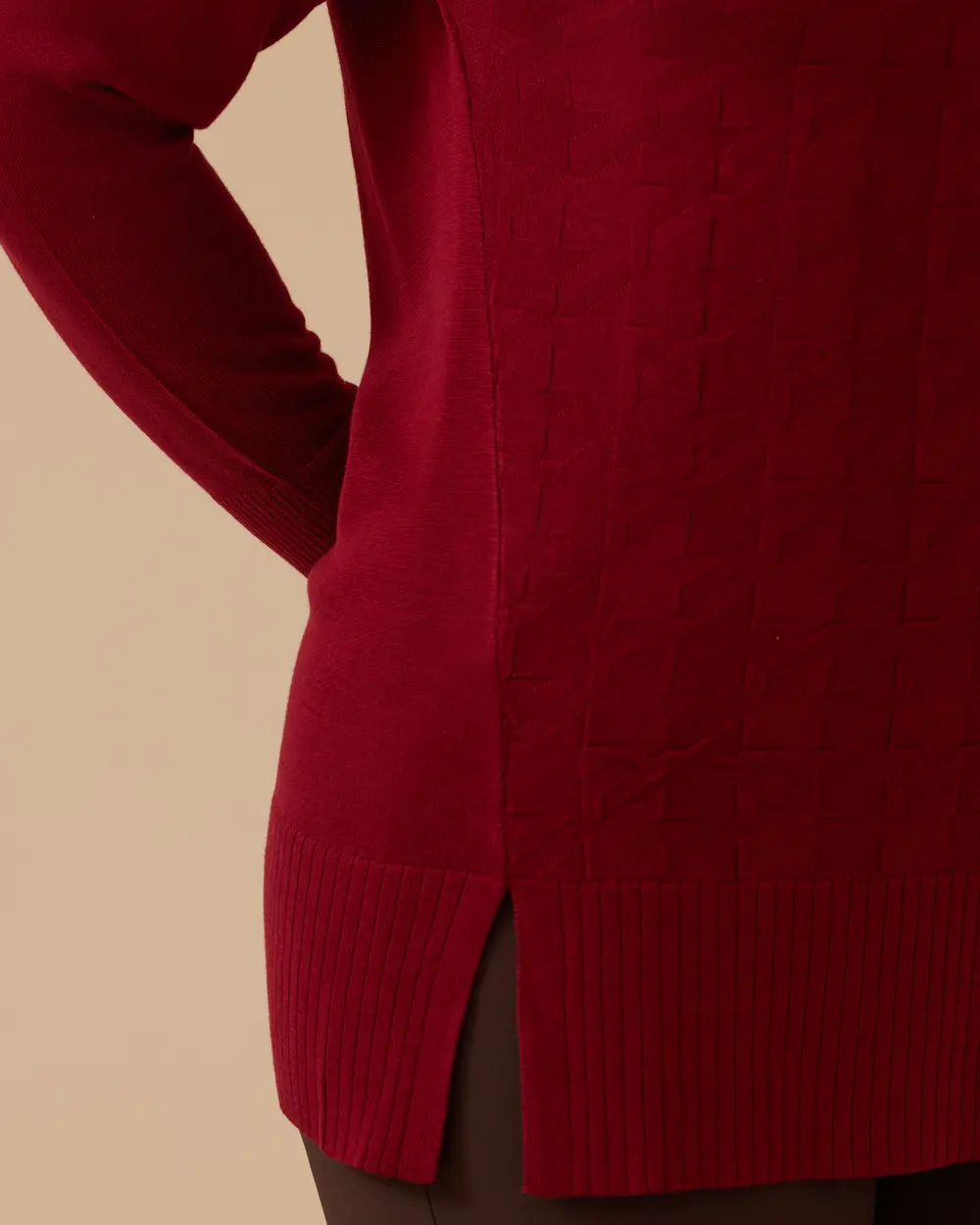 Büyük Beden Örgü Desenli Triko