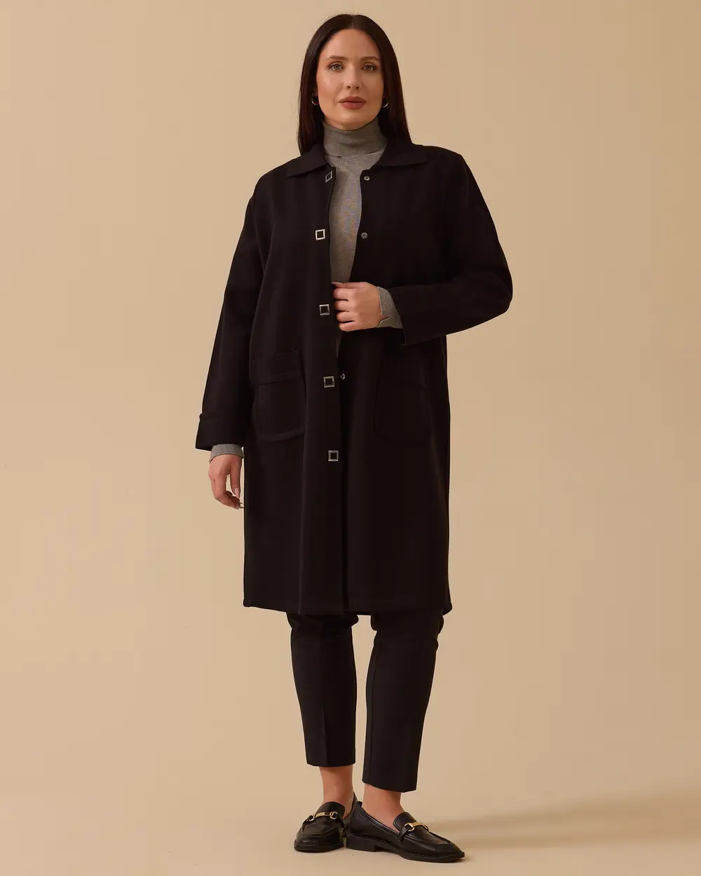 Plus Size Basic Sweater Cardigan with Pocket