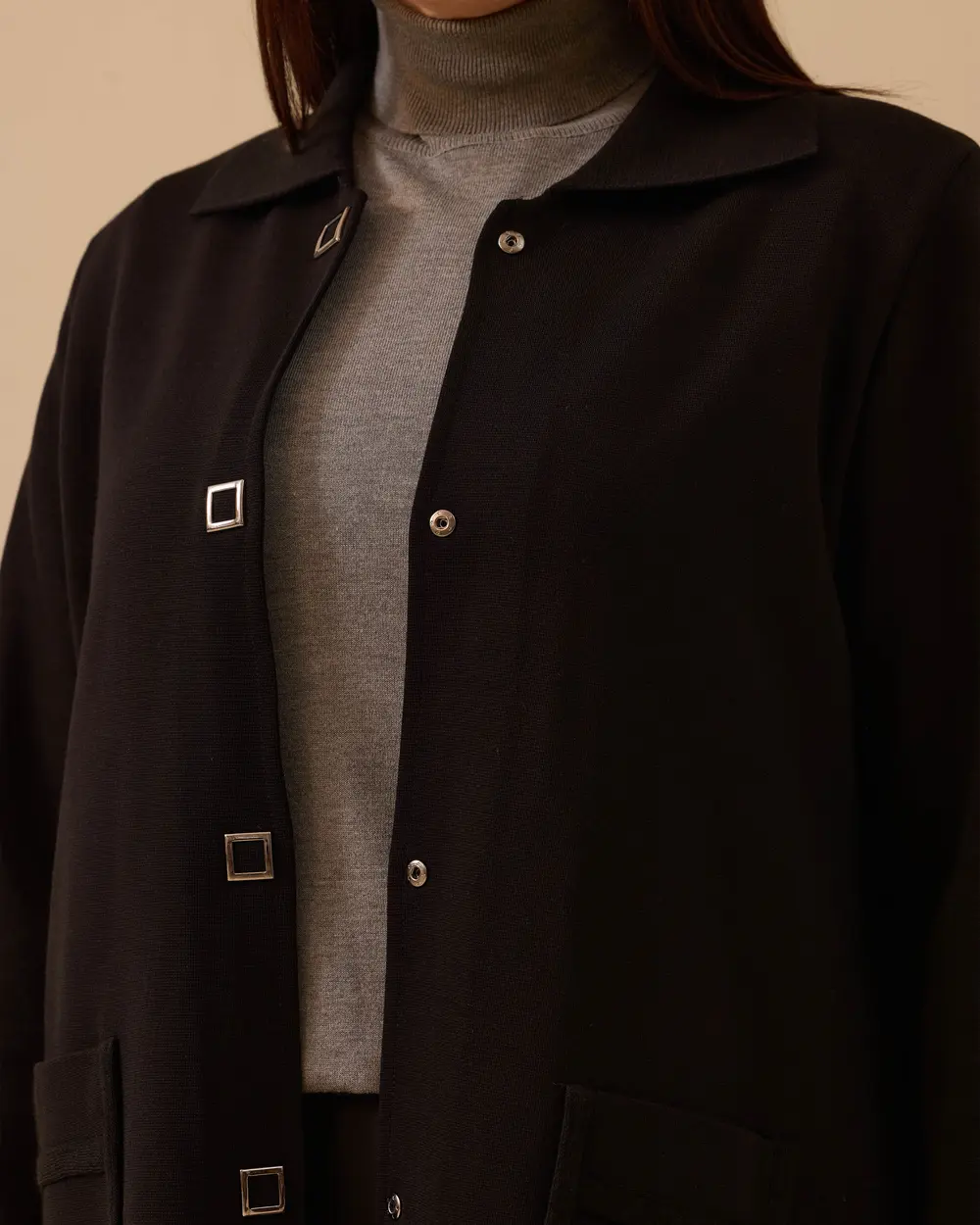 Plus Size Basic Sweater Cardigan with Pocket