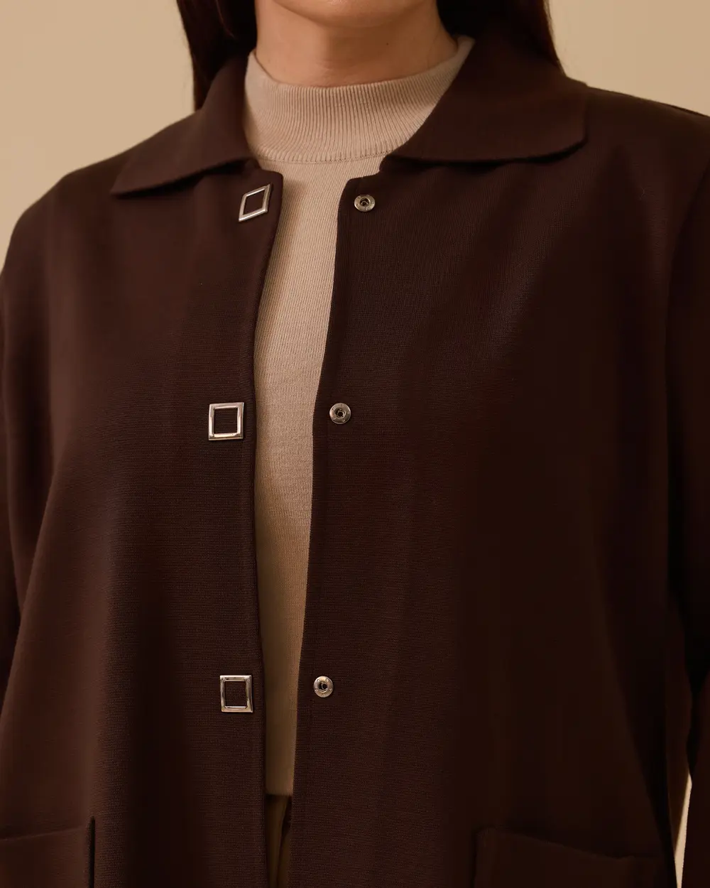 Büyük Beden Cepli Basic Triko Hırka