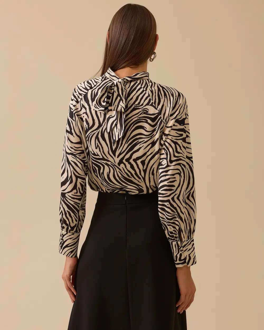 Leopard Print Stand Collar Window Detailed Blouse