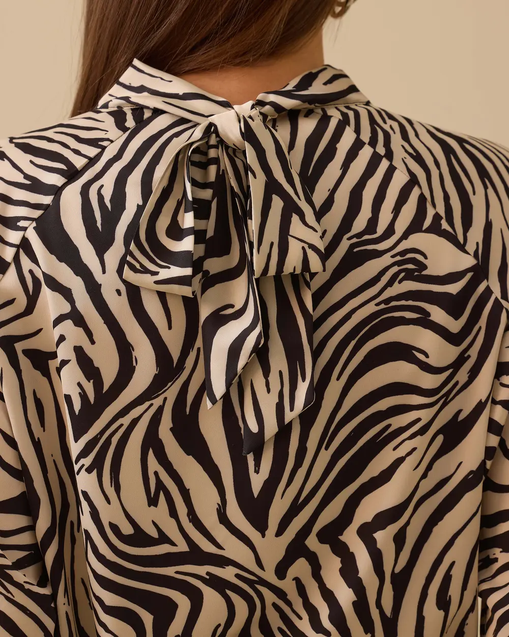 Leopard Print Stand Collar Window Detailed Blouse