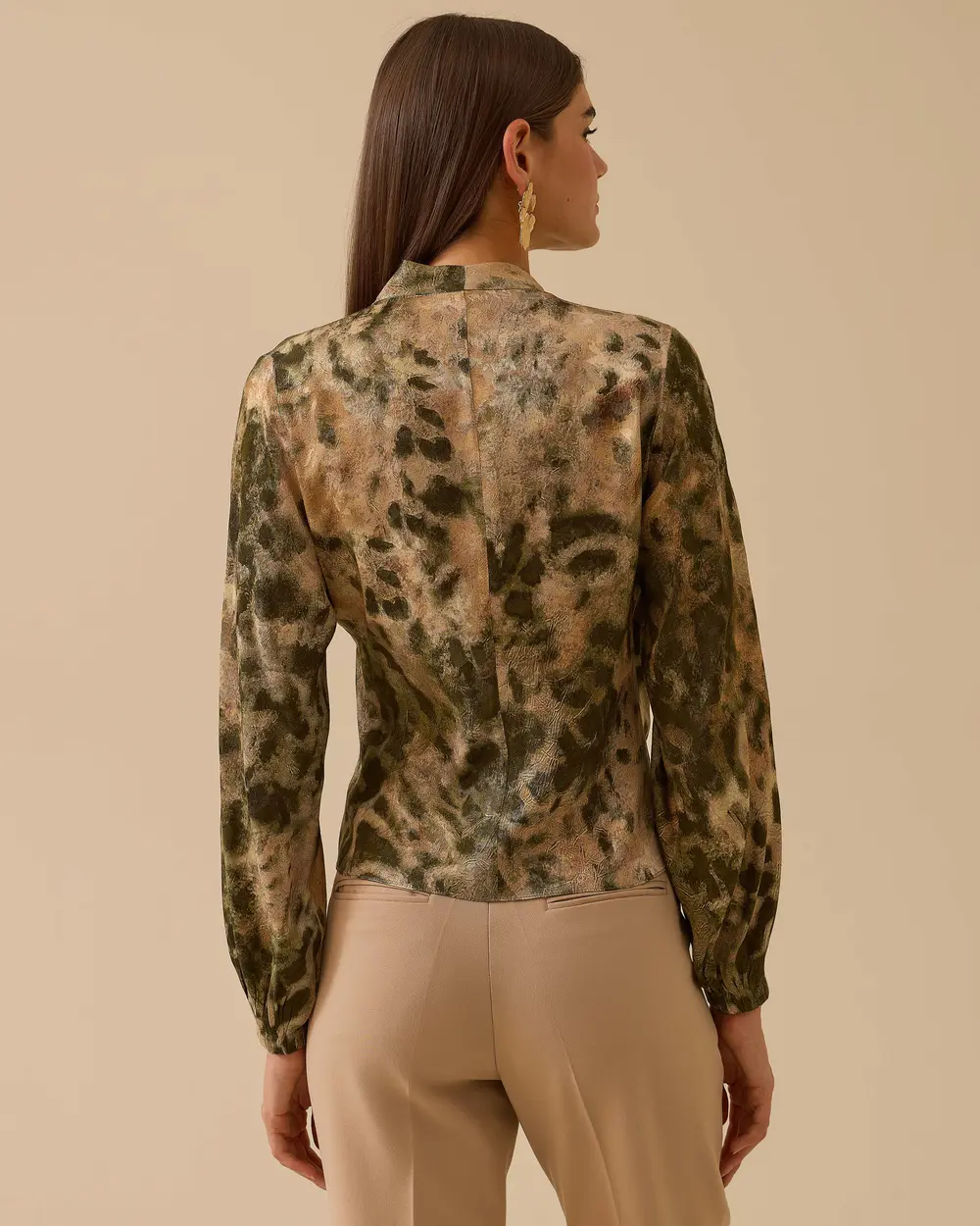 Drapeli Kruvaze Desenli Bluz