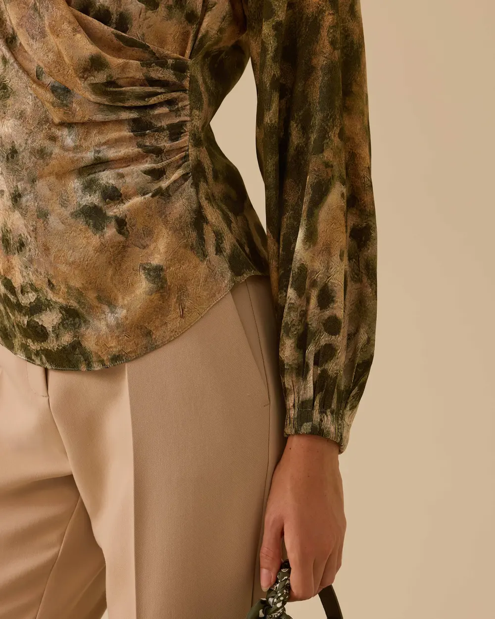 Drapeli Kruvaze Desenli Bluz