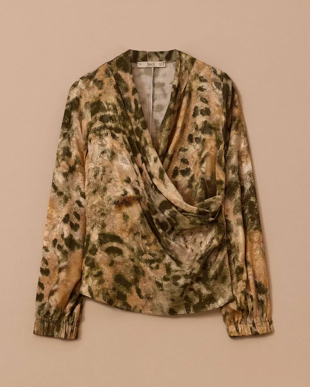 Draped Double-breasted Patterned Blouse