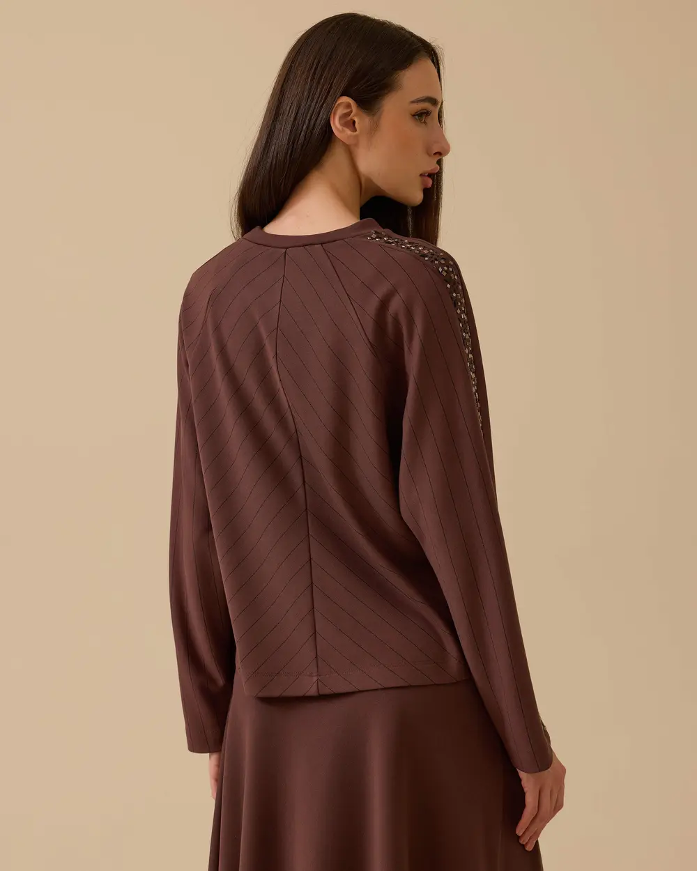 Çizgili Kol Detaylı Bluz