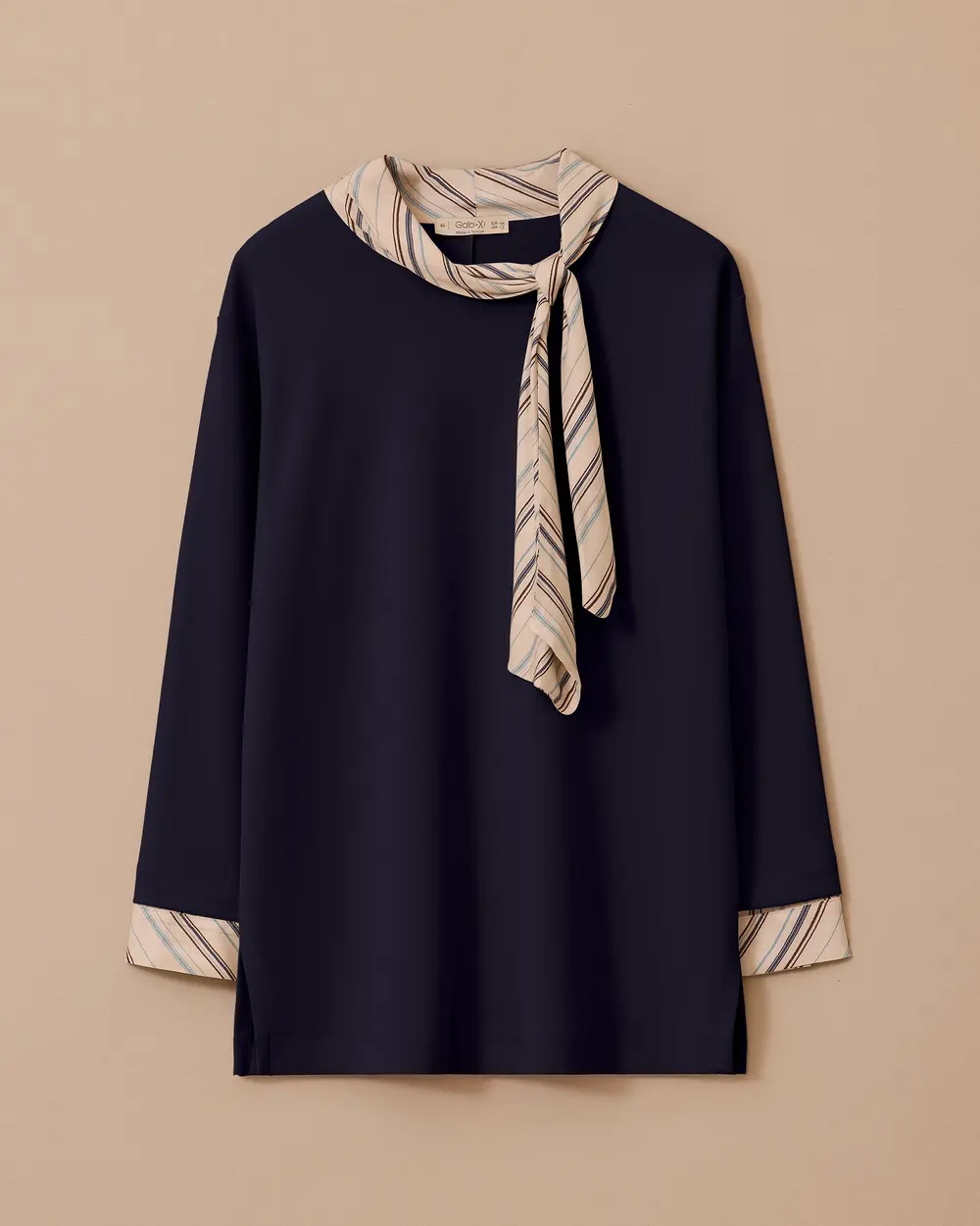 Plus Size Scarf Collar Blouse