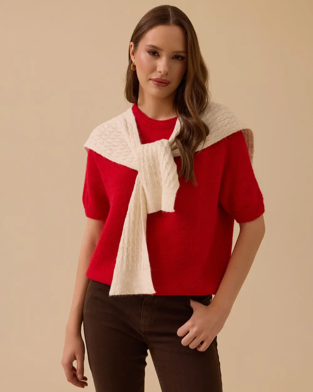 Örgü Desen Omuz Şalı