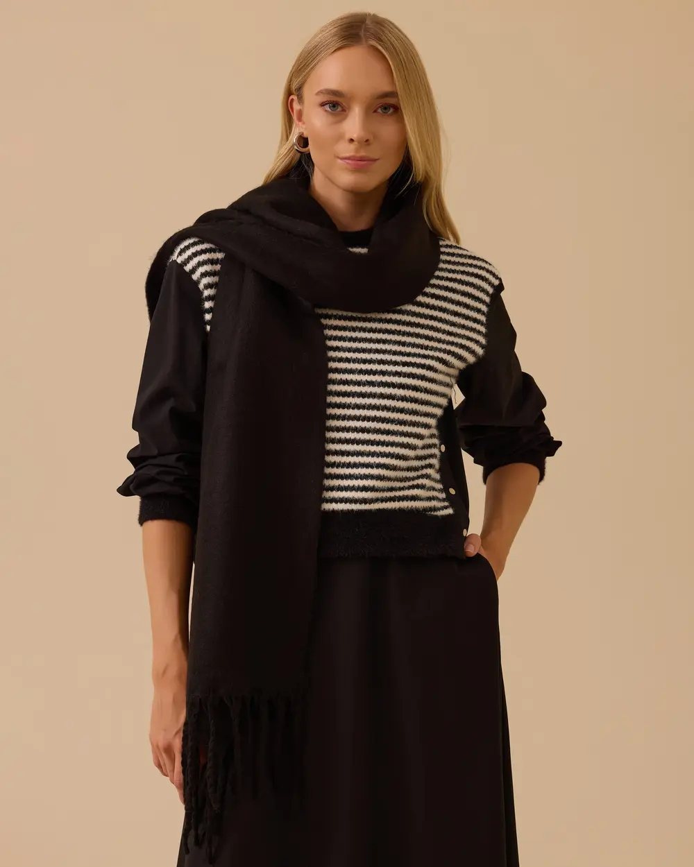 Püsküllü Kalın Şal