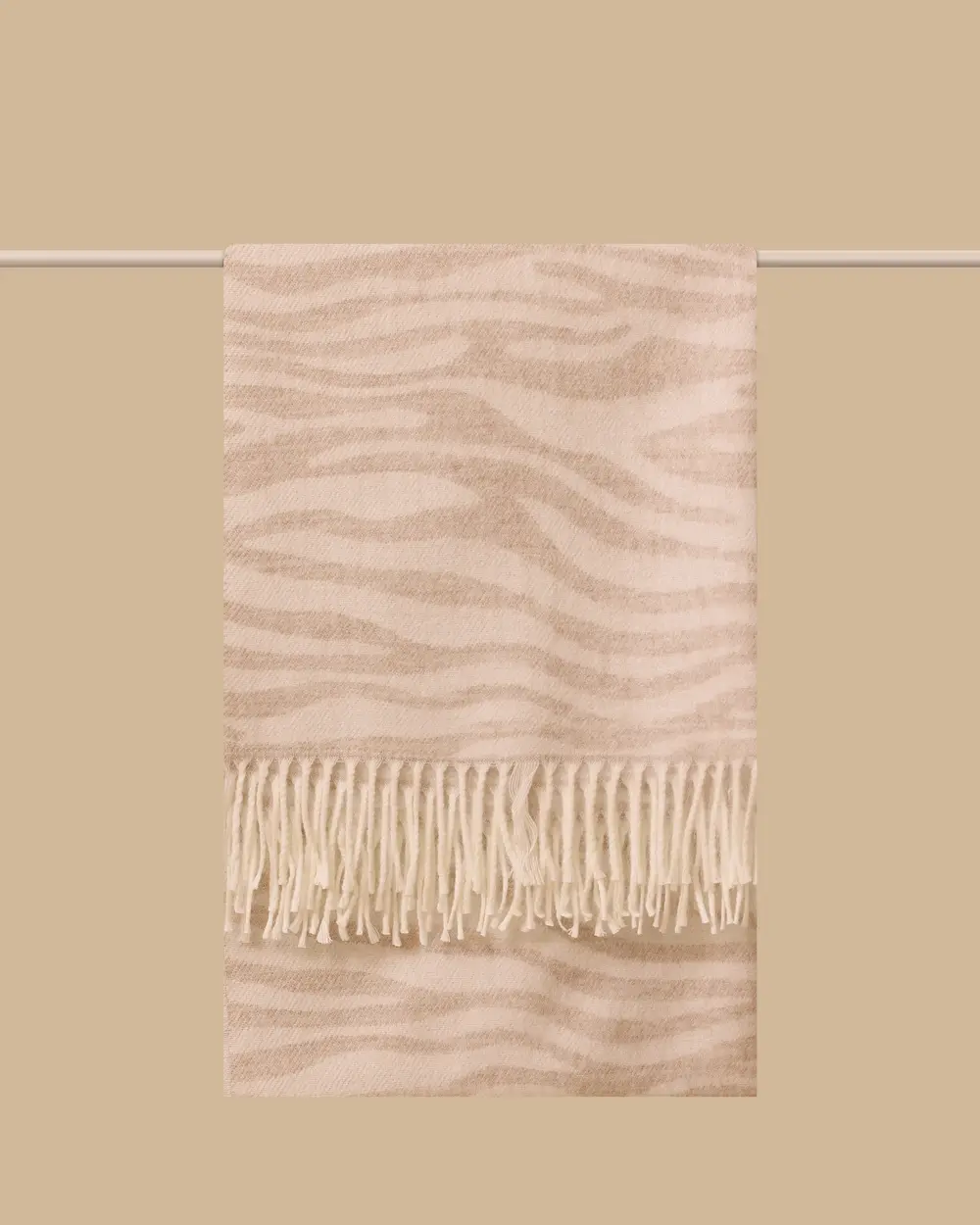 Desenli Püsküllü Kalın Şal