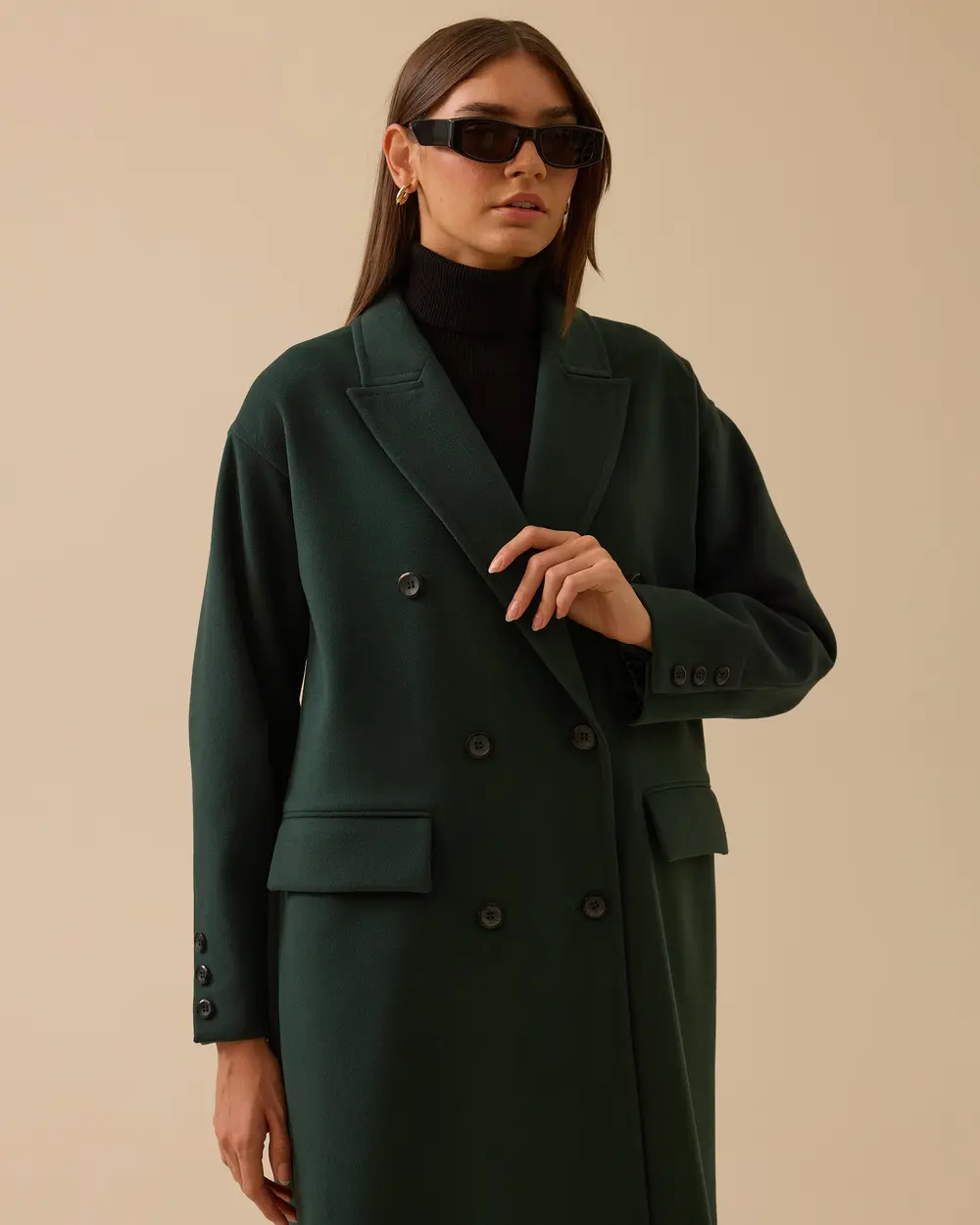 Düğmeli Uzun Kaşe Kaban