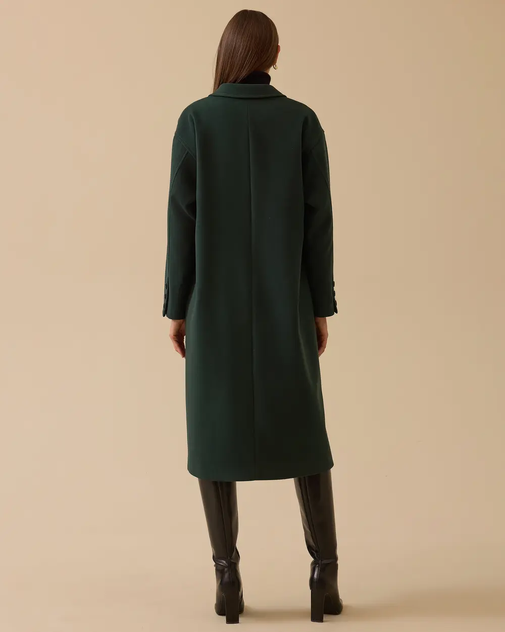 Düğmeli Uzun Kaşe Kaban