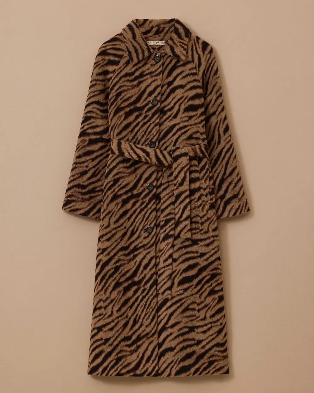 Leopard Print Belted Long Coat