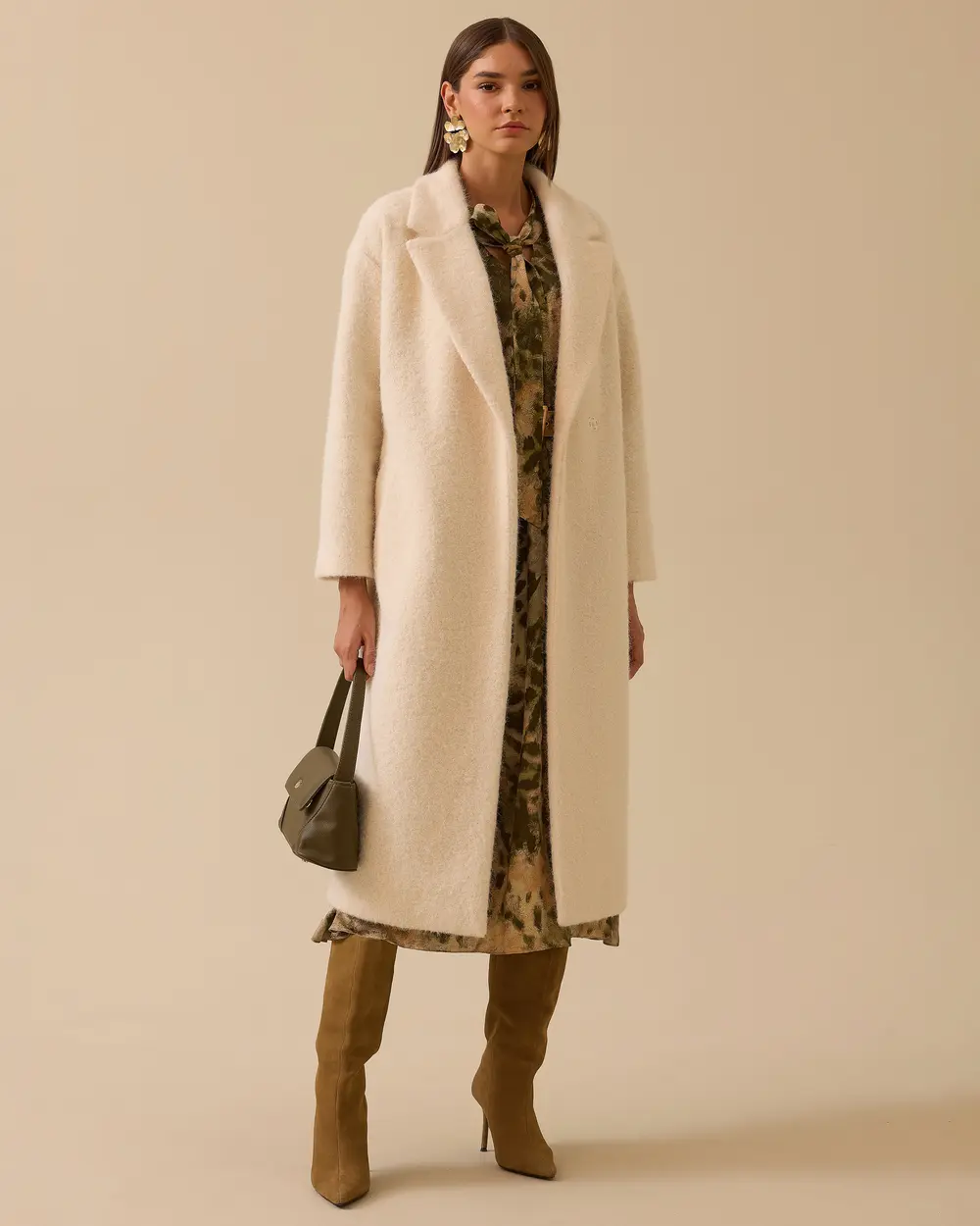 Kuşaklı Kruvaze Uzun Kaban