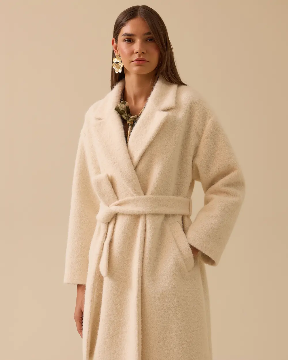 Kuşaklı Kruvaze Uzun Kaban