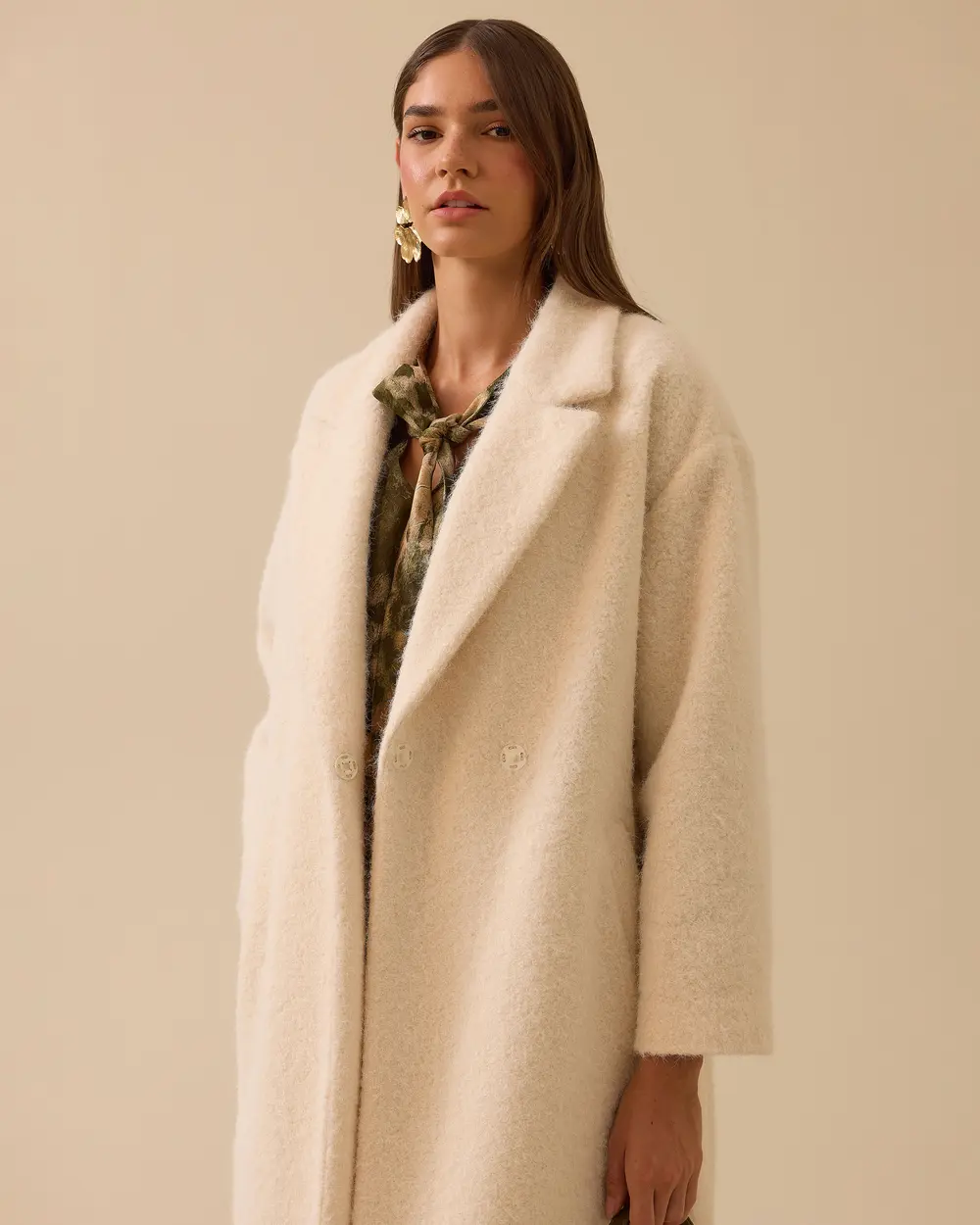 Kuşaklı Kruvaze Uzun Kaban