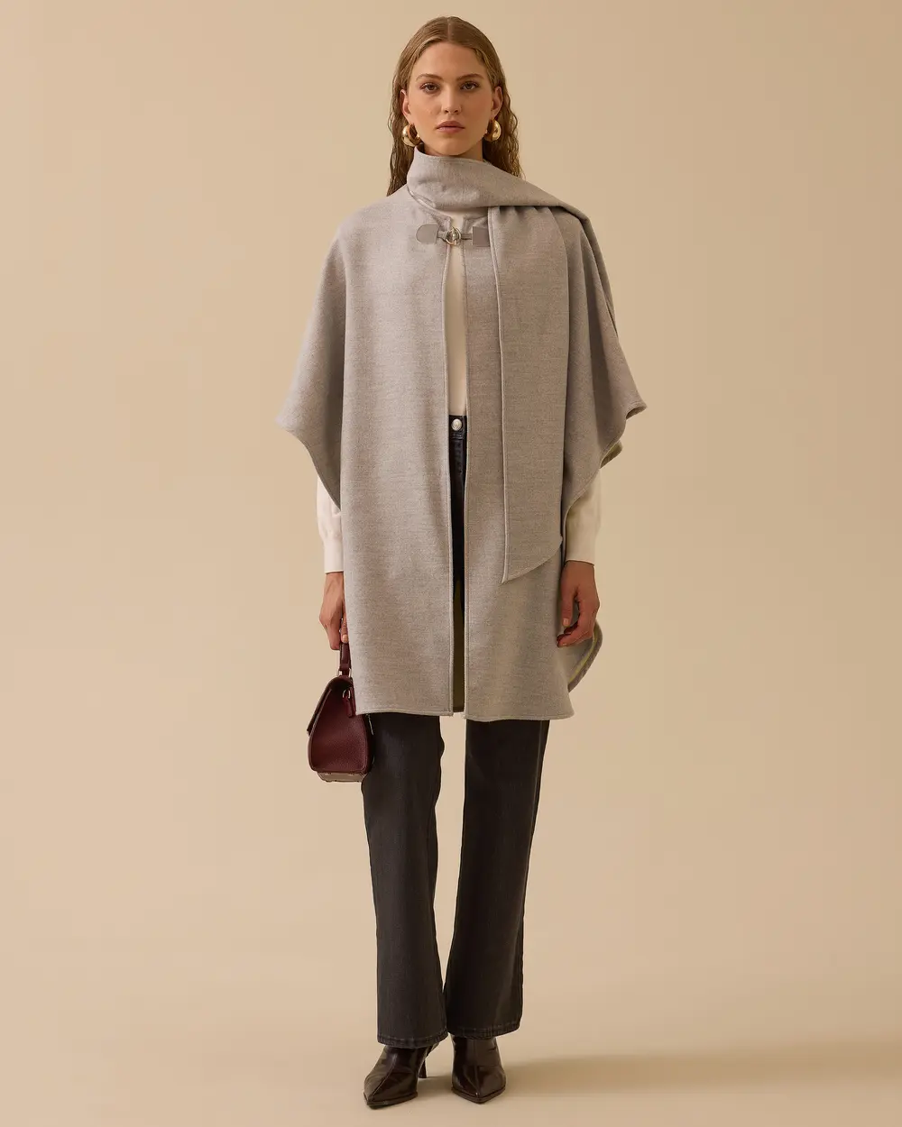 Tokalı Şal Detaylı Panço