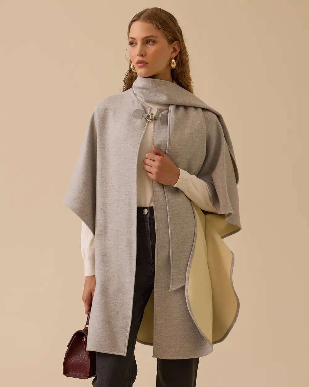 Tokalı Şal Detaylı Panço