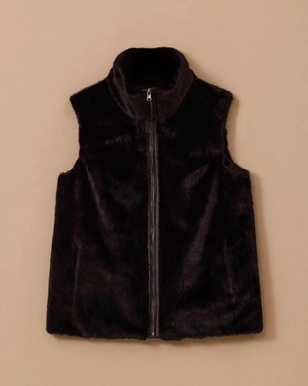 Suni Kürk Fermuarlı Yelek