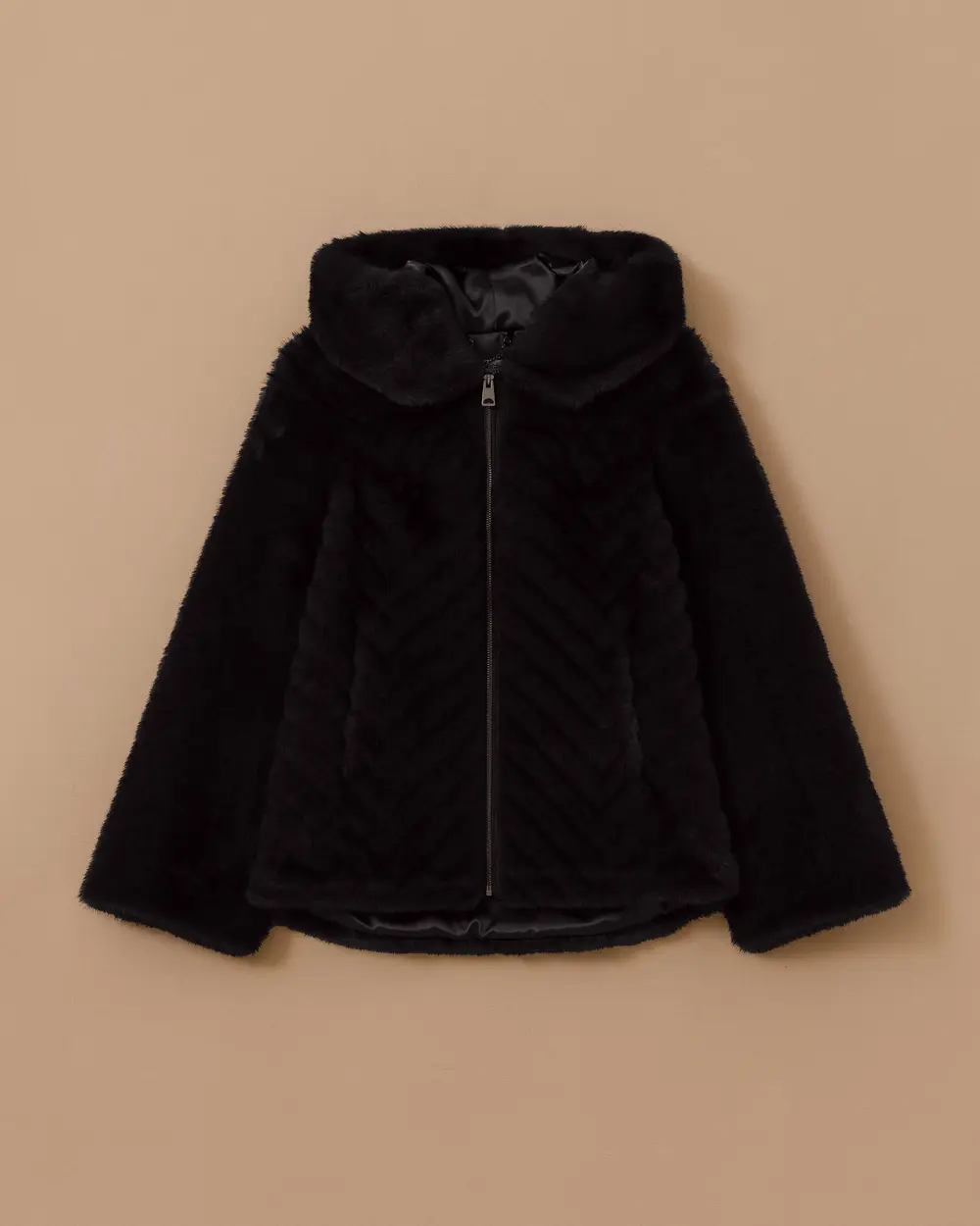Faux Fur Coat with Zipper