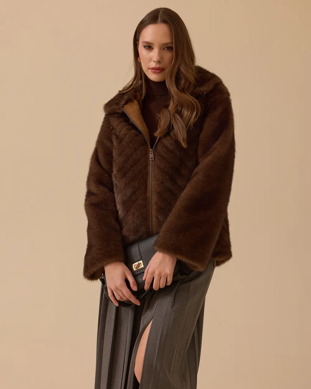 Fermuarlı Suni Kürk Kaban