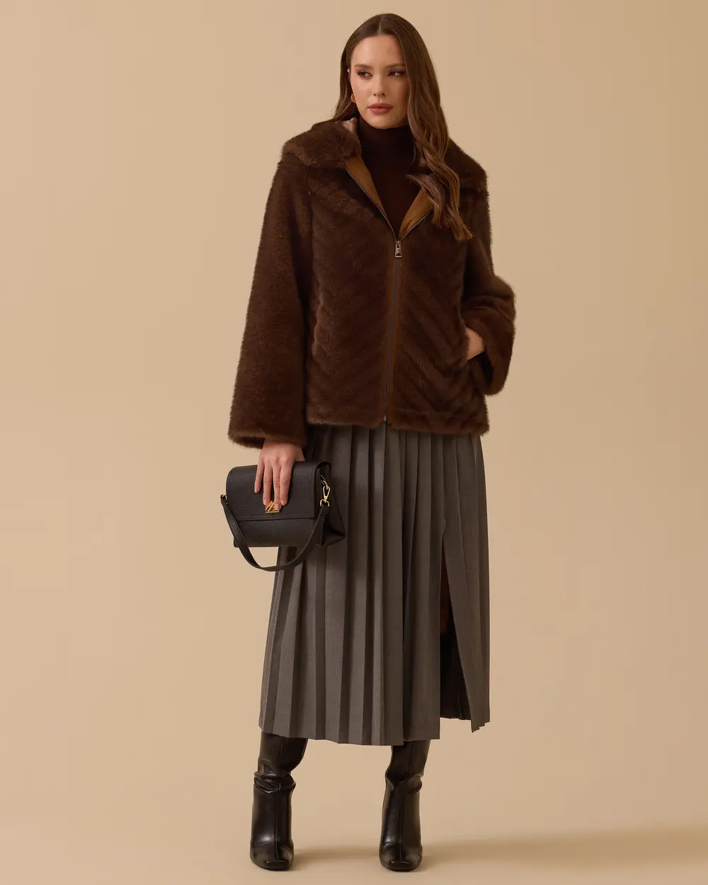 Fermuarlı Suni Kürk Kaban