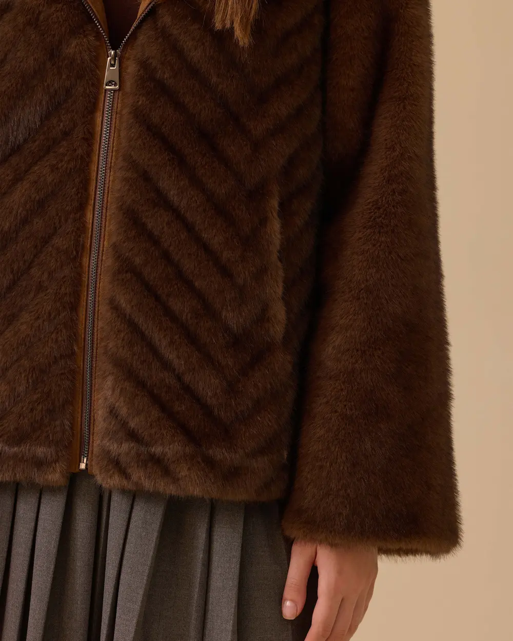 Fermuarlı Suni Kürk Kaban