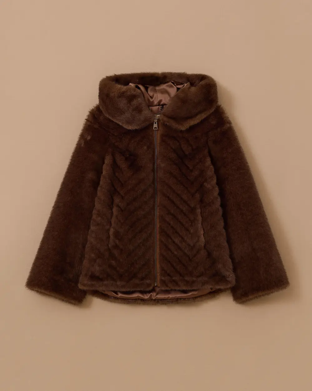 Faux Fur Coat with Zipper