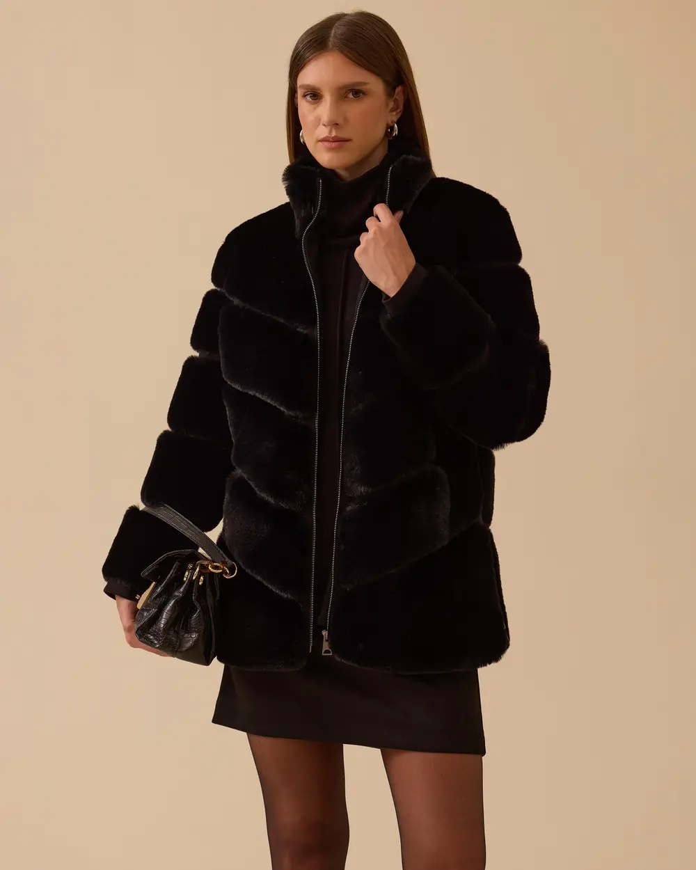 Fermuarlı Suni Kürk Kaban