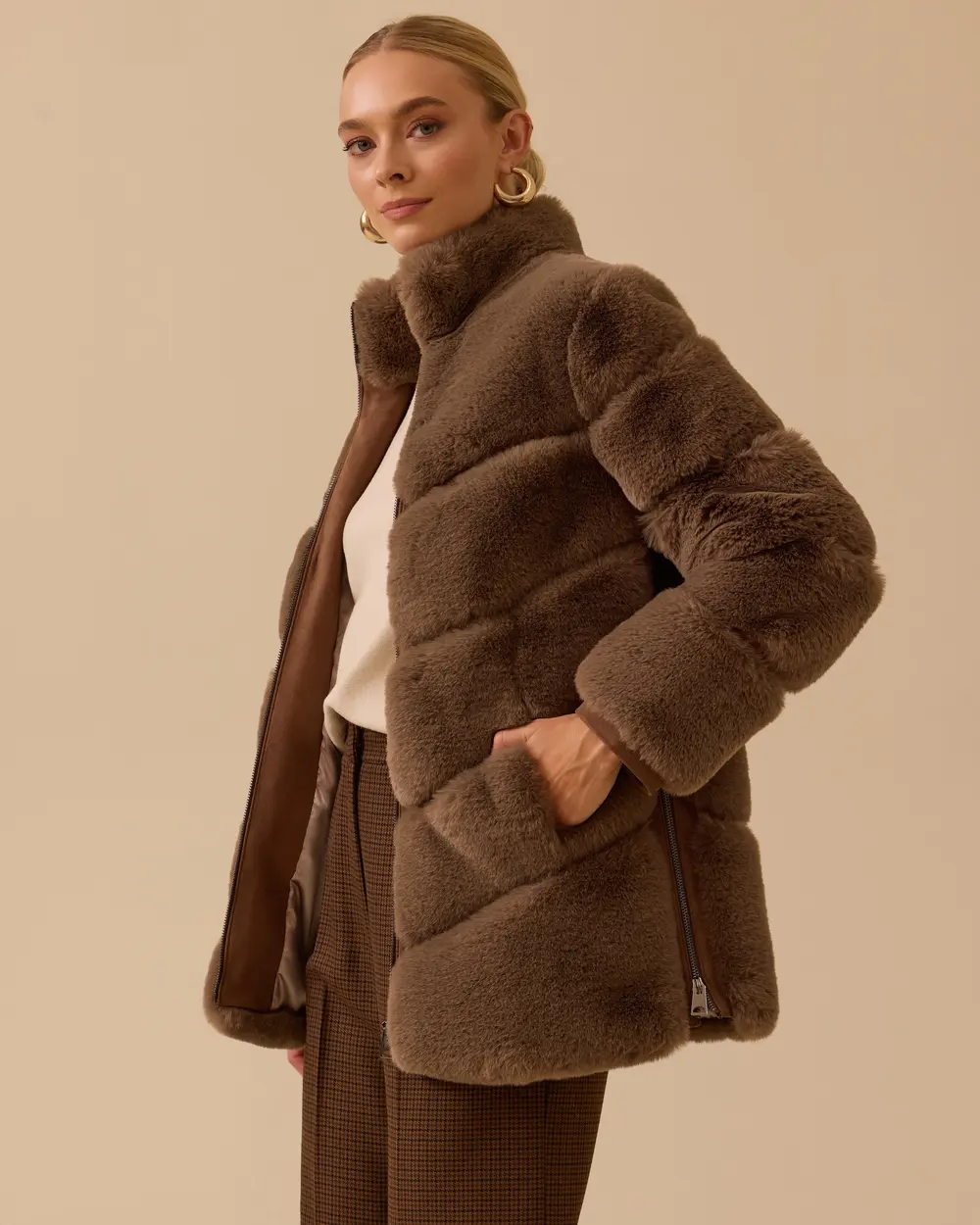 Fermuarlı Suni Kürk Kaban