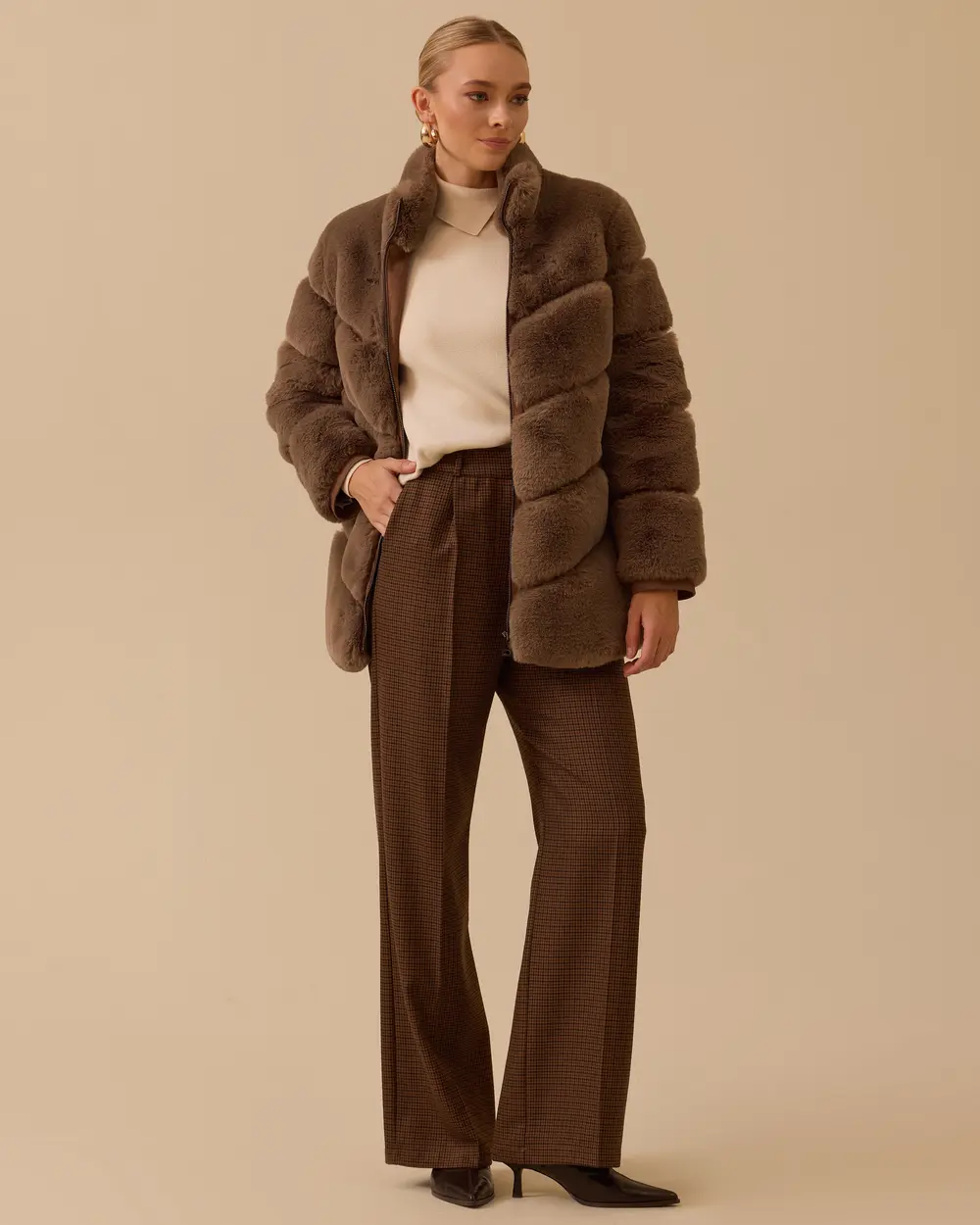 Fermuarlı Suni Kürk Kaban