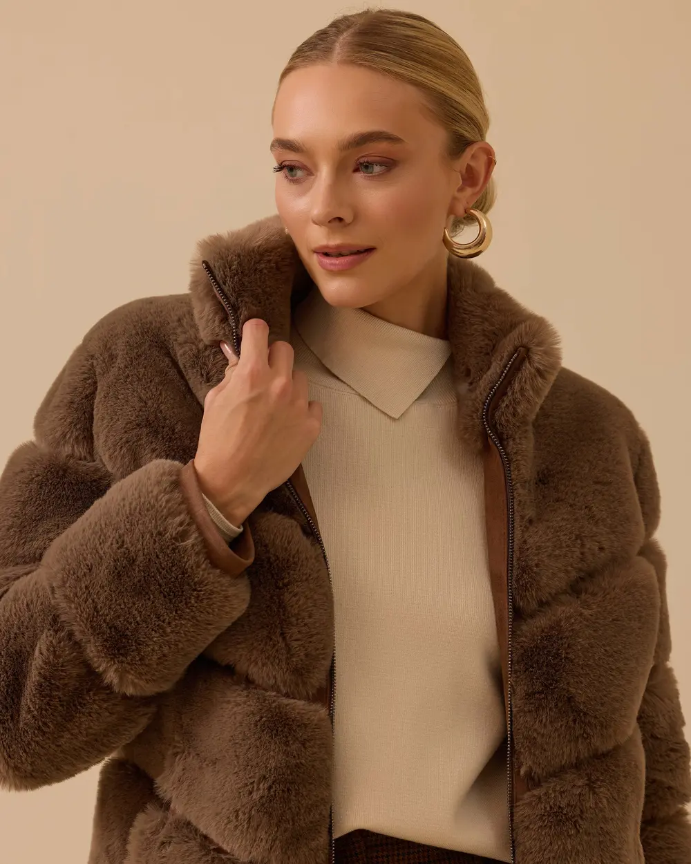 Fermuarlı Suni Kürk Kaban