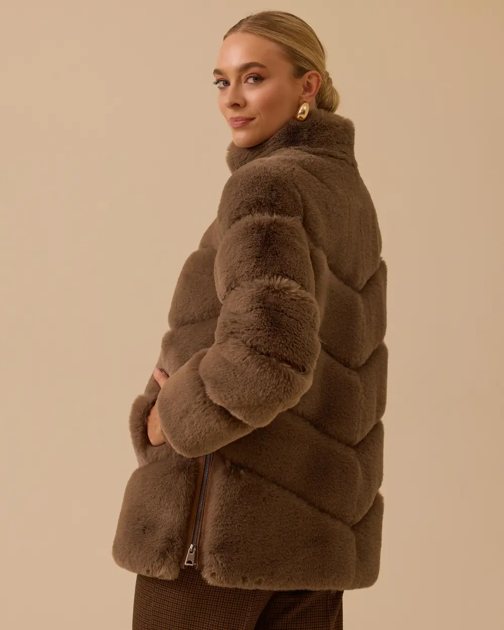 Fermuarlı Suni Kürk Kaban