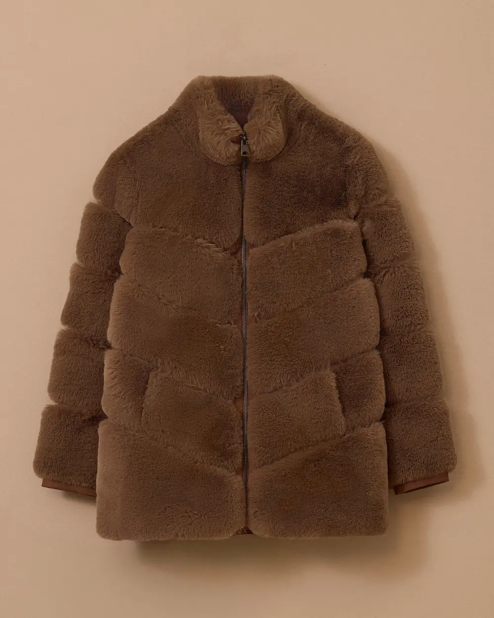 Faux Fur Coat with Zipper