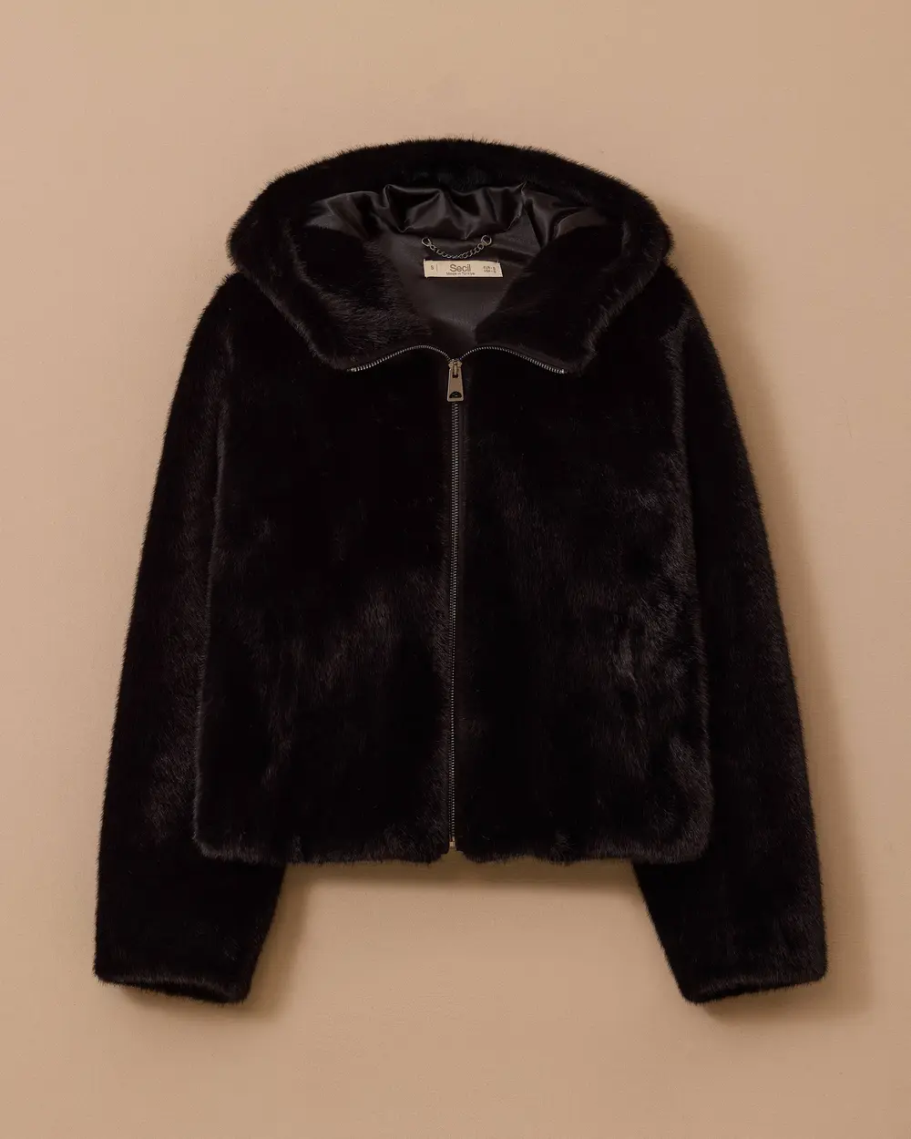 Soft Textured Faux Fur Jacket with Hood