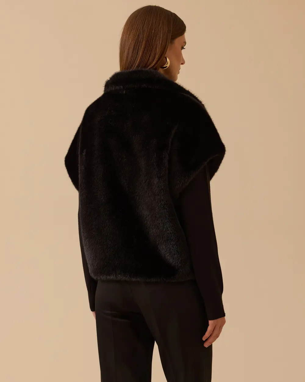 Stand Collar Zippered Faux Fur Vest