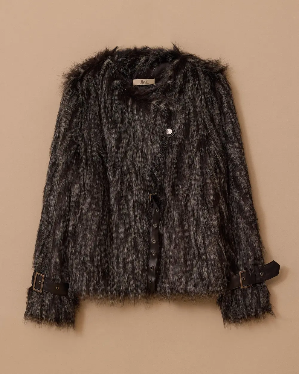 Faux Fur Coat with Belt Detail