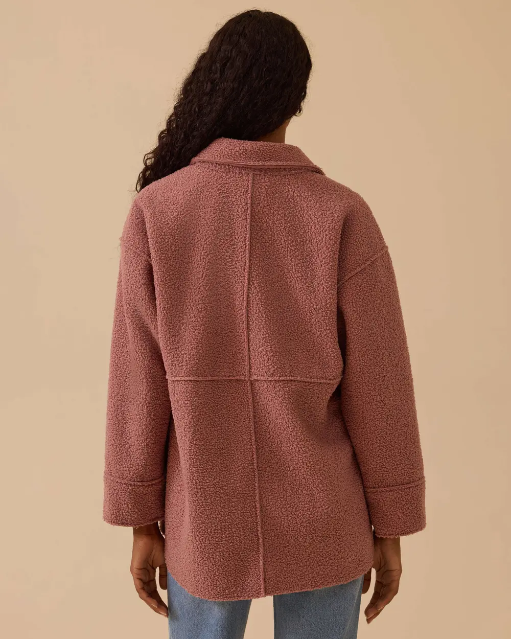 Düğmeli Oversize Peluş Kaban