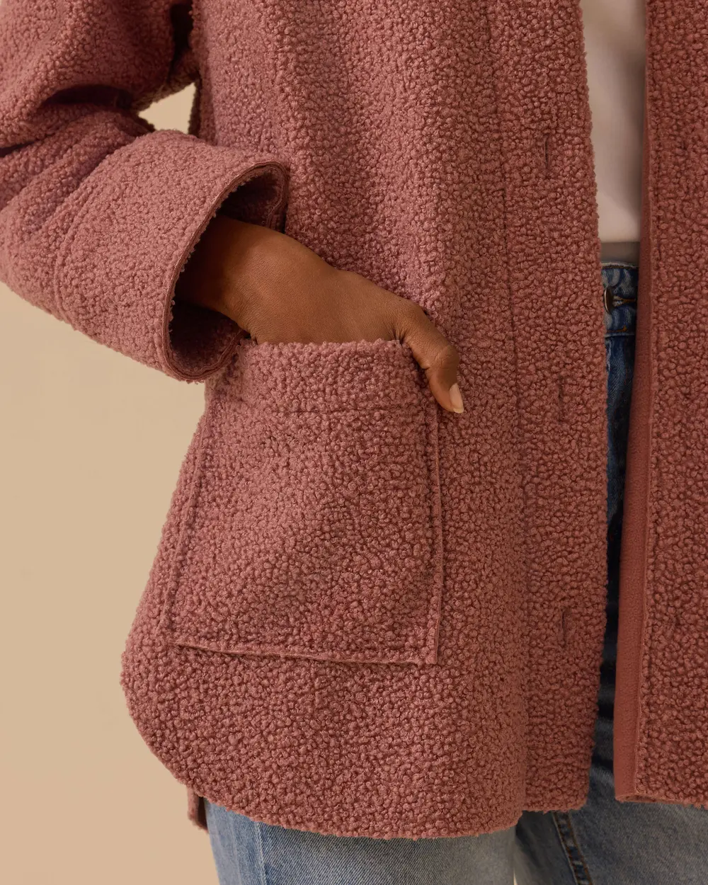 Düğmeli Oversize Peluş Kaban