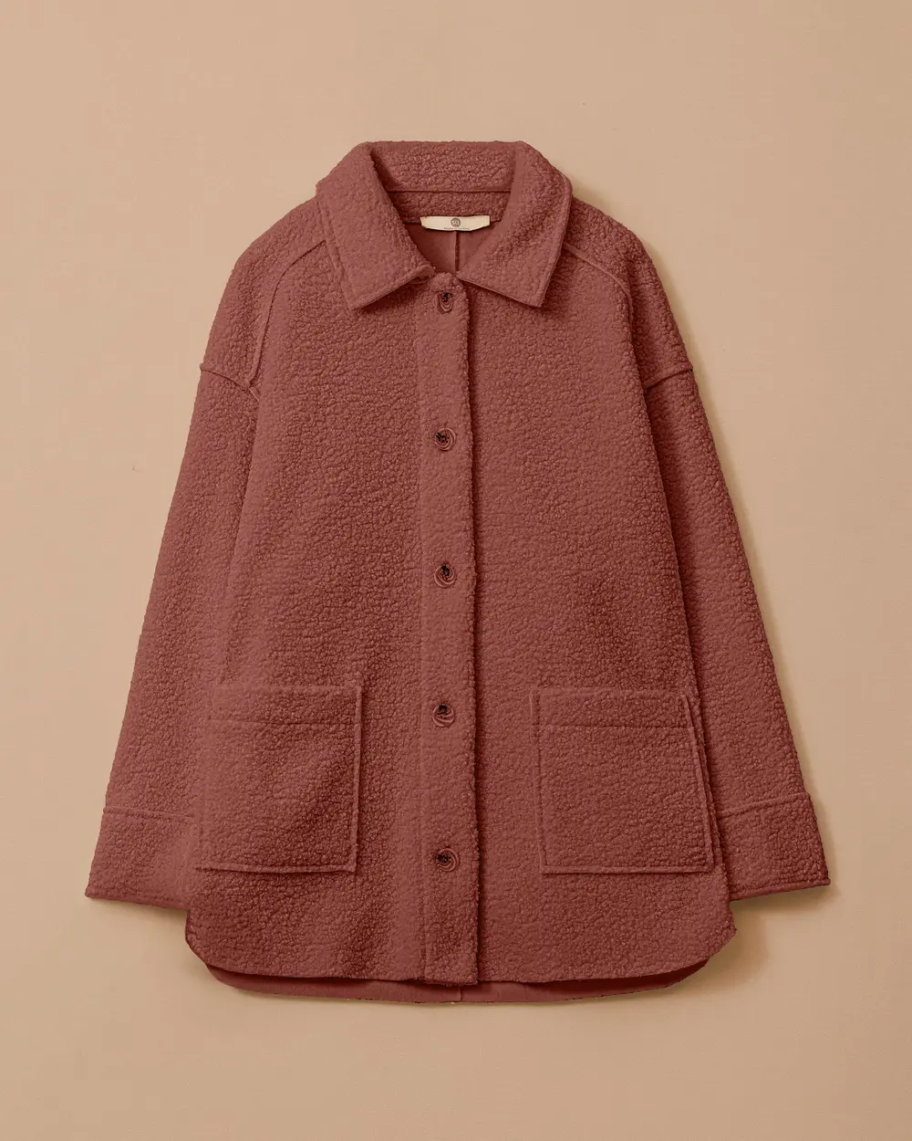 Düğmeli Oversize Peluş Kaban