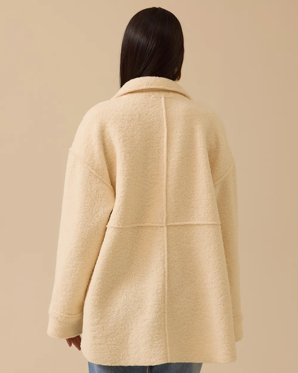 Düğmeli Oversize Peluş Kaban