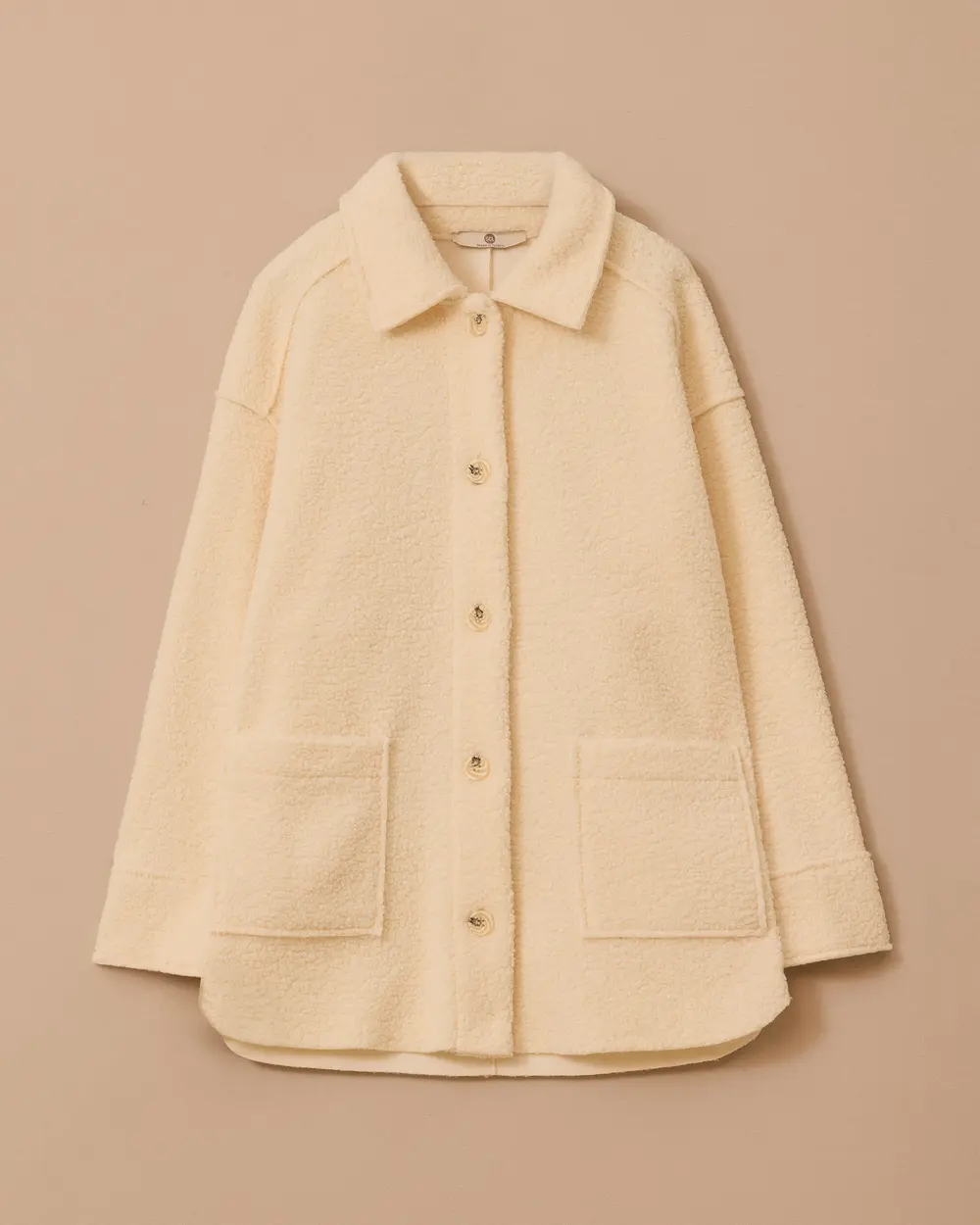 Düğmeli Oversize Peluş Kaban