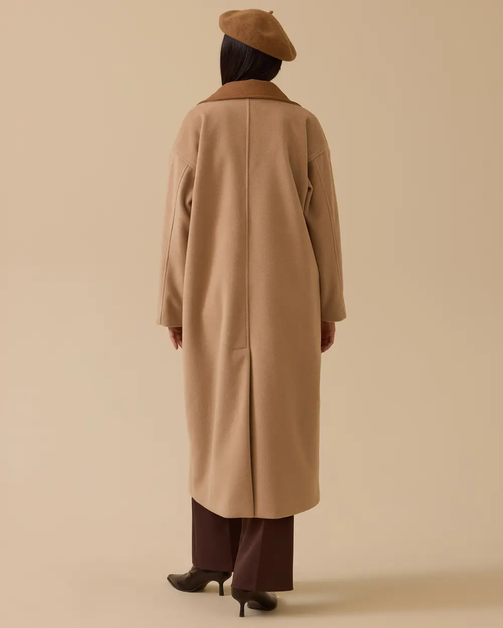 Düğmeli Kruvaze Kaşe Kaban