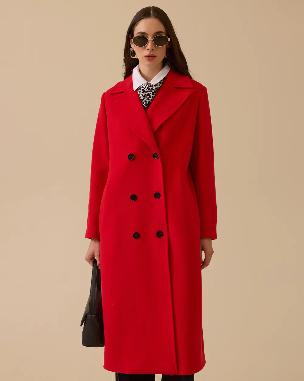 Düğmeli Uzun Kaşe Kaban