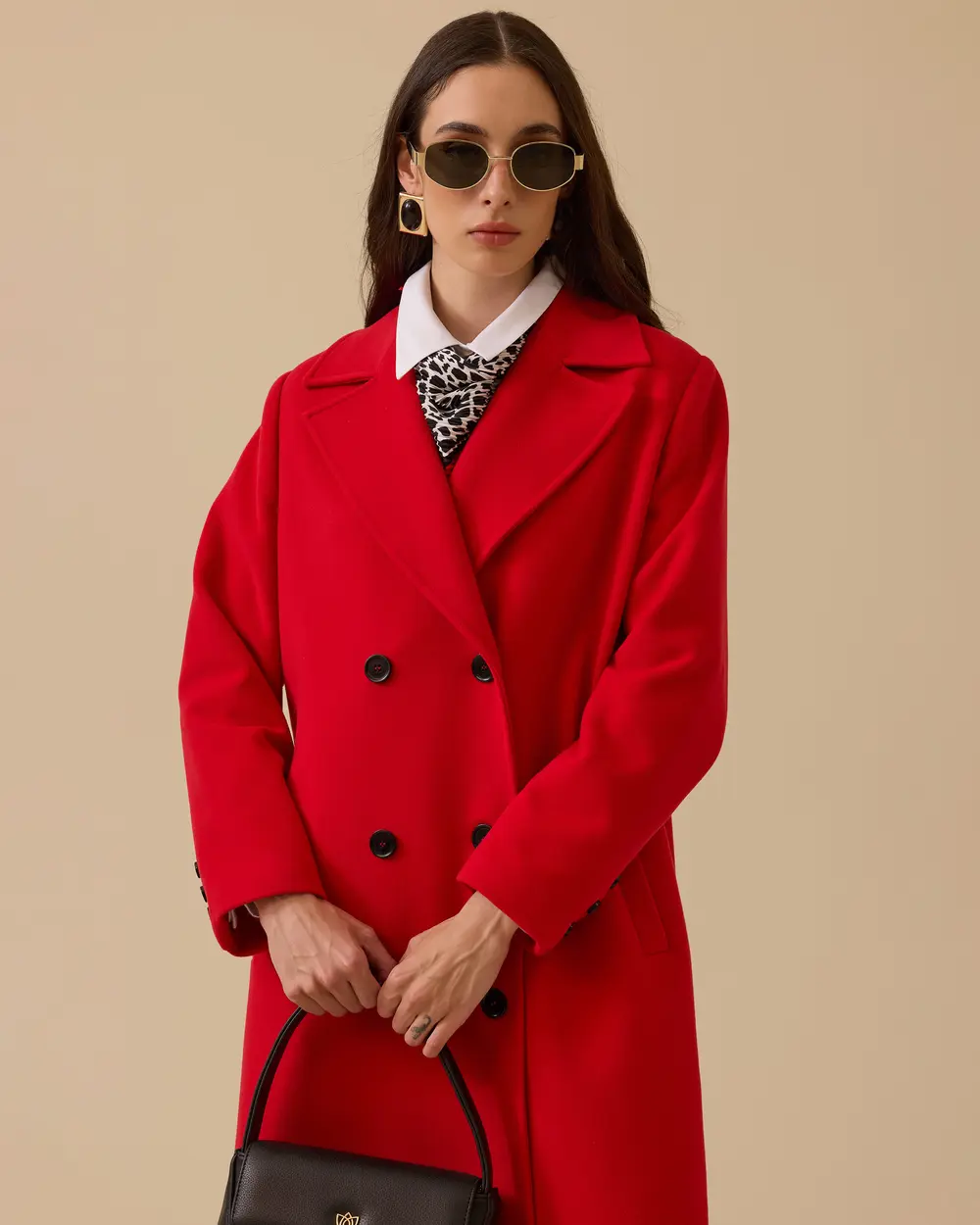 Düğmeli Uzun Kaşe Kaban