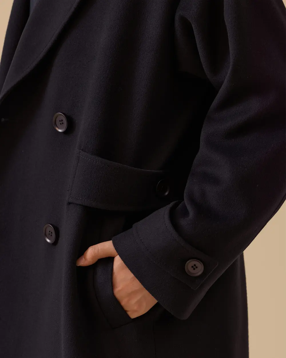 Kruvaze Oversize Kaşe Kaban