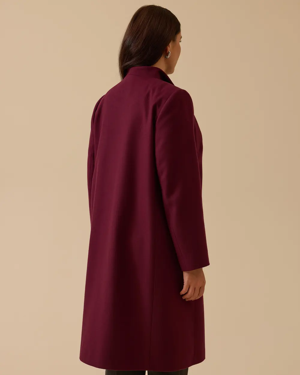 Büyük Beden Düğmeli Kaşe Kaban