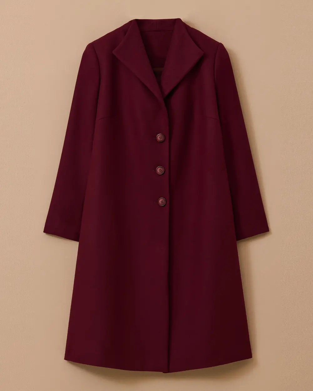 Büyük Beden Düğmeli Kaşe Kaban