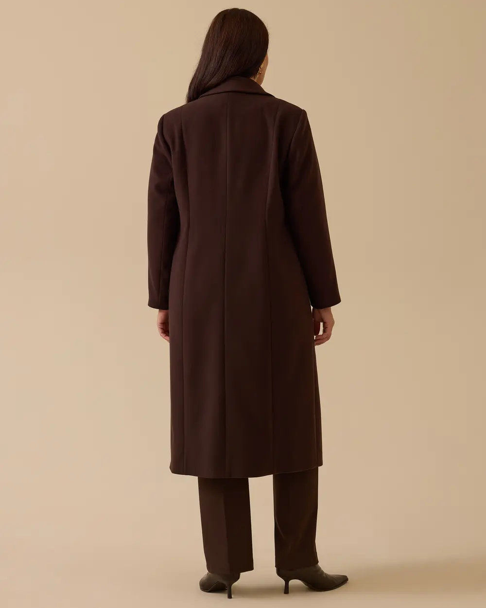 Büyük Beden Astar Desenli Cepli Kaşe Kaban