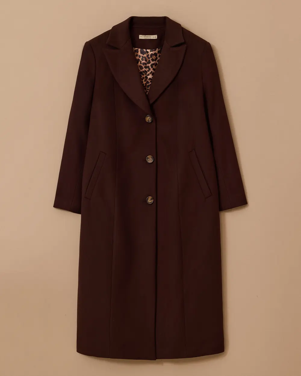 Plus Size Lining Patterned Cashmere Coat with Pockets